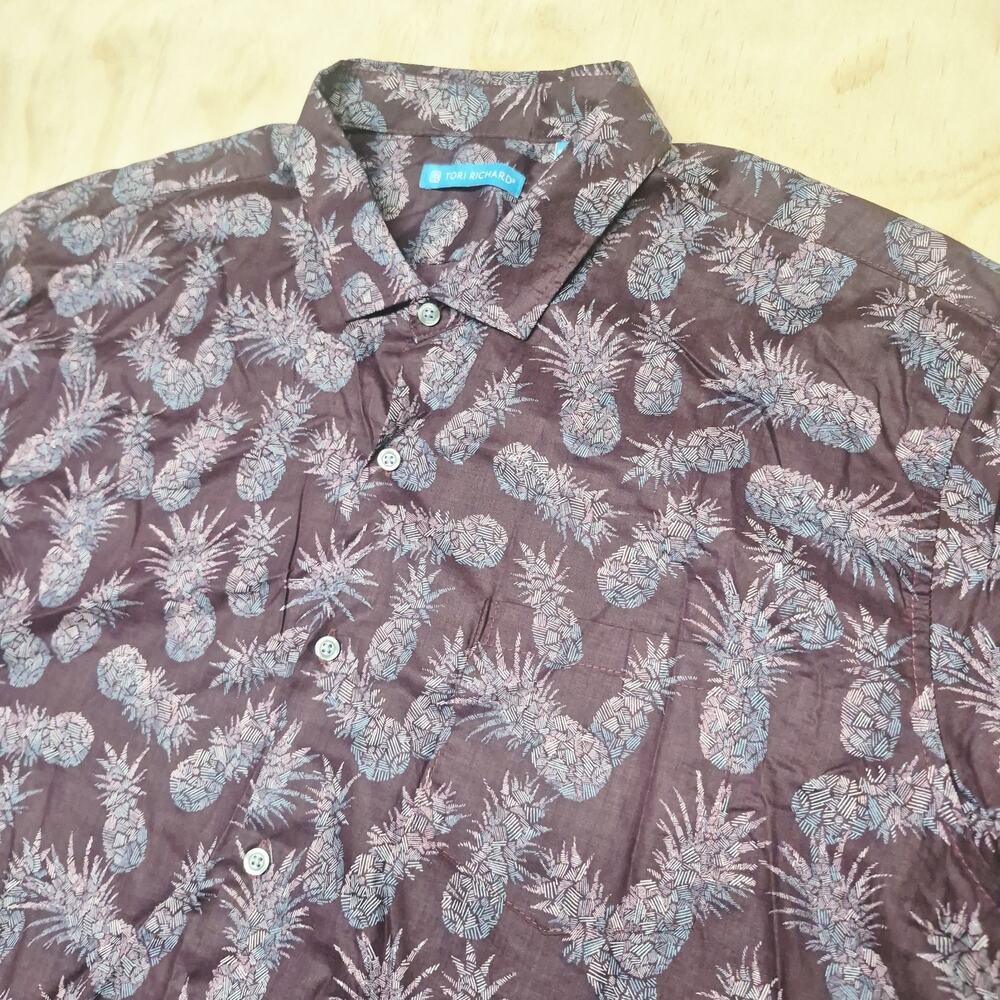 Tori Richard Men's 2XL XXL Pineapple Tropical Short Sleeve Button Down Shirt - Picture 8 of 8